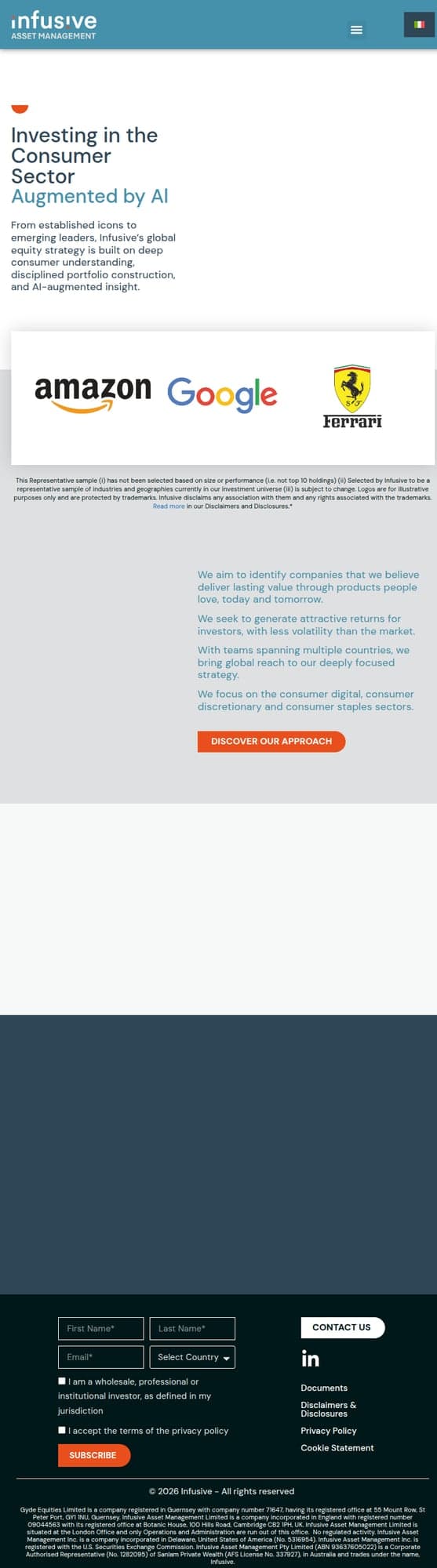 Infusive Asset Management website on mobile